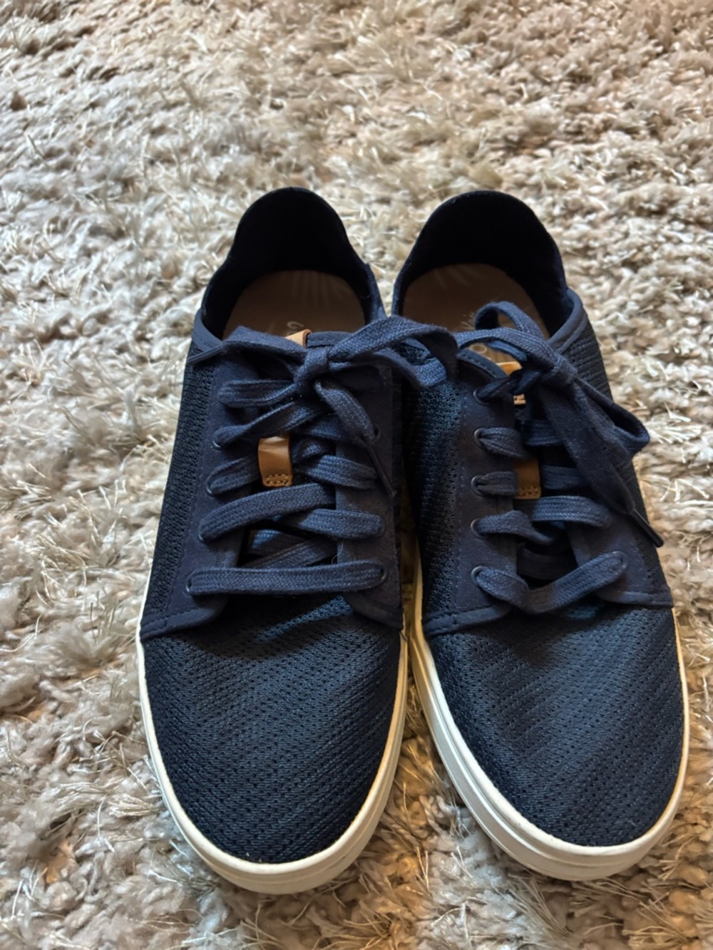 Women’s OluKai Tommy Bahama Navy Knit Lace-Up Sneakers with White Sole